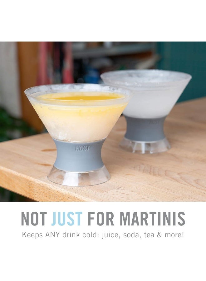HOST Freeze Insulated Martini Cooling Cups, Plastic Freezer Gel Chiller Double Wall Stemless Cocktail Glass Set of 2, 9 oz, Grey - Image 4